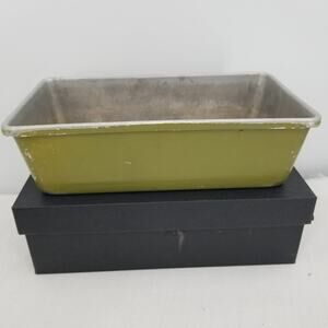 Vintage Avocado Green Aluminum Metal Baking Pan Bread Loaf 1970s Mod